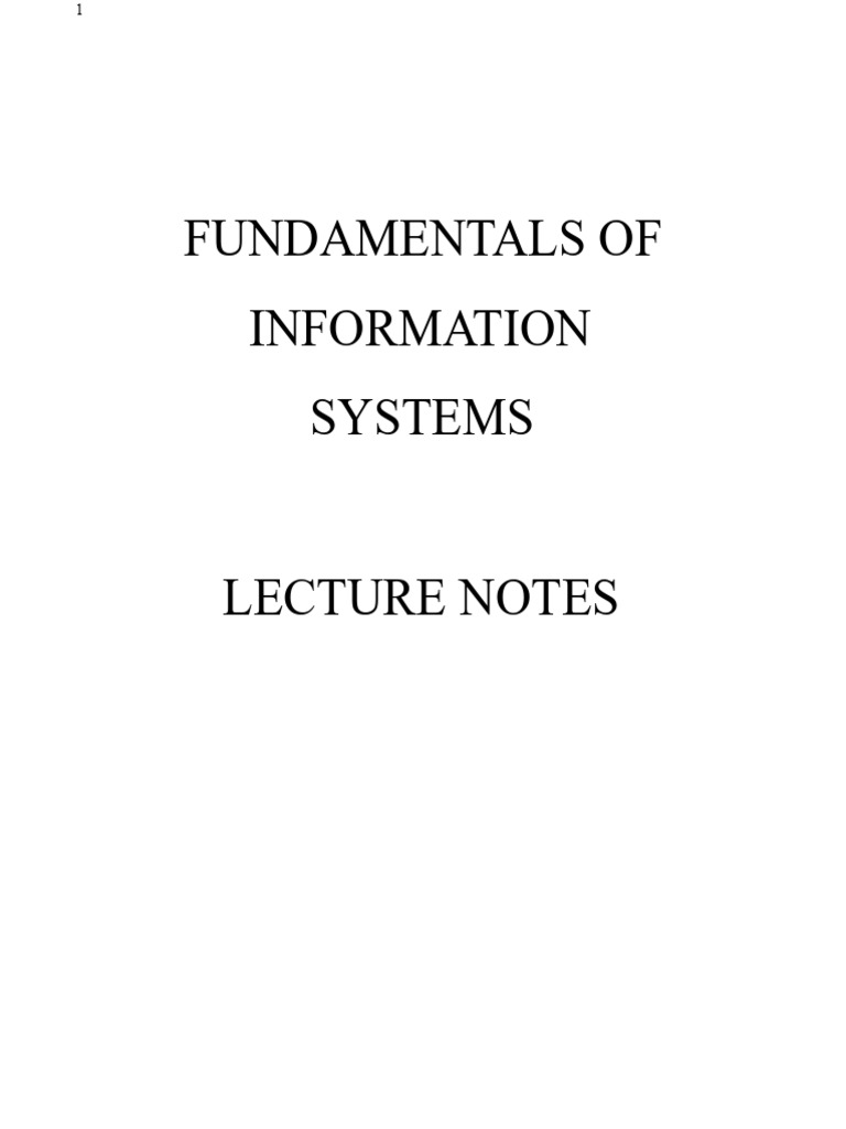 Information Systems Fundamentals Overview | PDF | Information ...