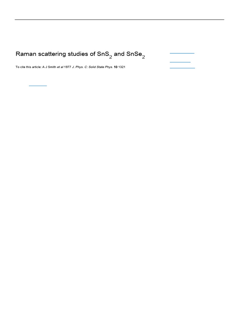 1977 - A - J - Smith - Raman Scattering Studies of SnS2 and SnSe2 | PDF ...