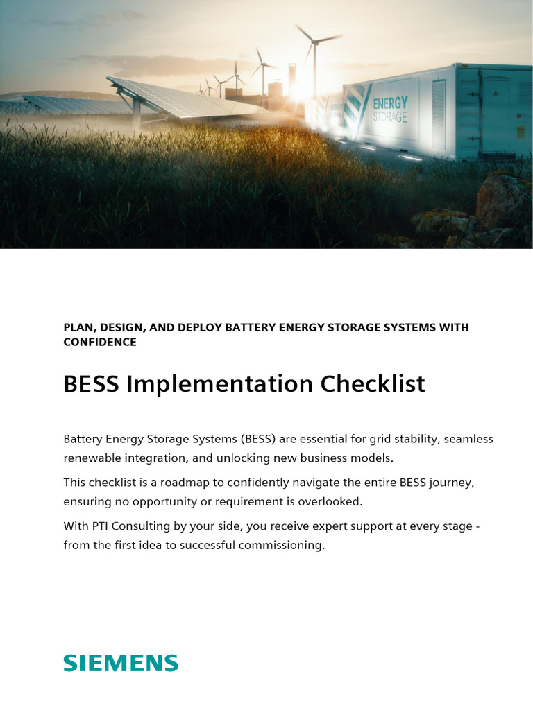 BESS Implementation Checklist Guide | PDF | Electrical Grid ...