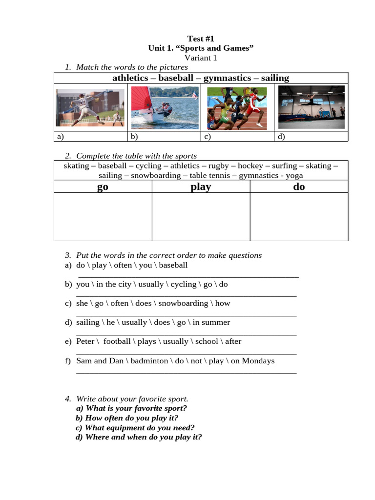 Tests Unit 1-3 | PDF | Meal | Lunch