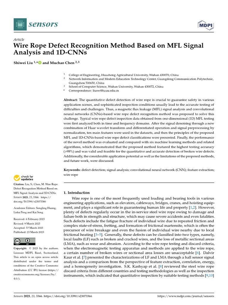 Wire Rope Defect Detection Using MFL and CNN | PDF | Deep Learning ...