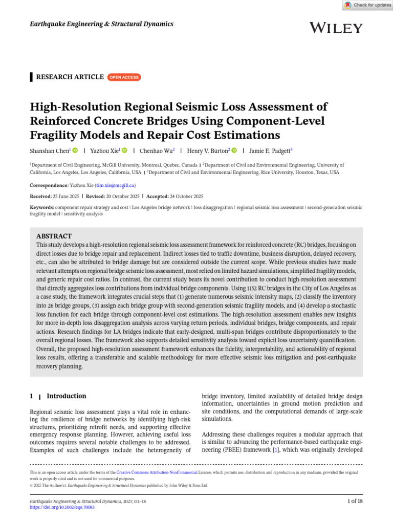 Seismic Loss Assessment for Bridges | PDF | Earthquakes | Moment ...