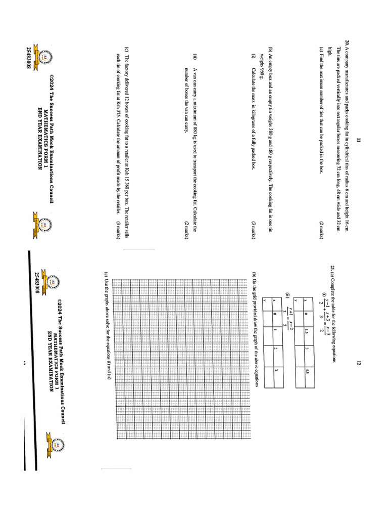 Form 1 Maths Assignment | PDF