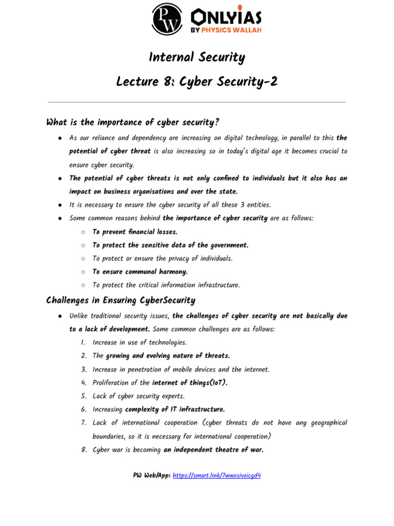 Internal Security Lecture 8: Cyber Security-2 | PDF | Security ...