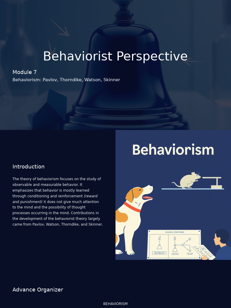 Behaviorist Perspective | PDF | Classical Conditioning | Reinforcement