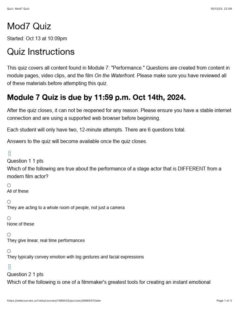 Module 7 Performance Quiz Details | PDF