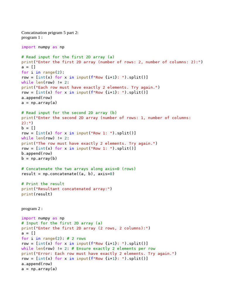 Concatination in Program 5 | PDF