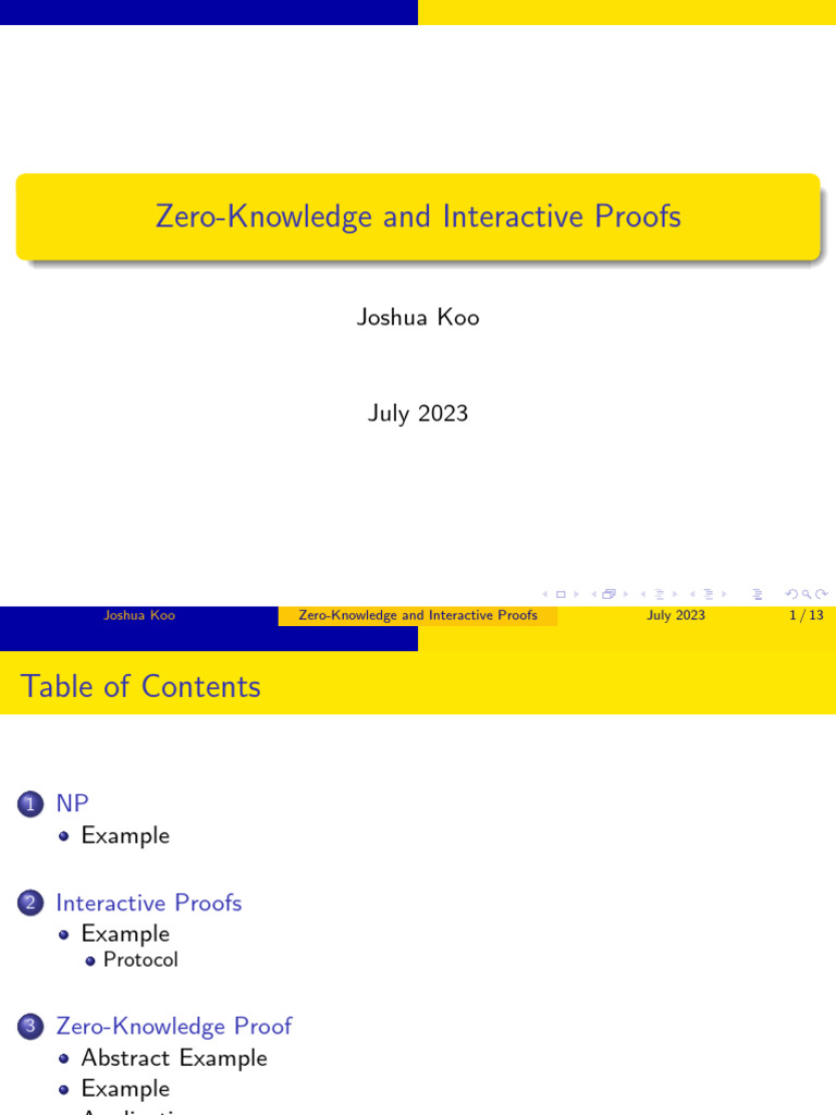 Zero-Knowledge and Interactive Proofs | PDF | Theoretical Computer Science  | Computational Complexity Theory