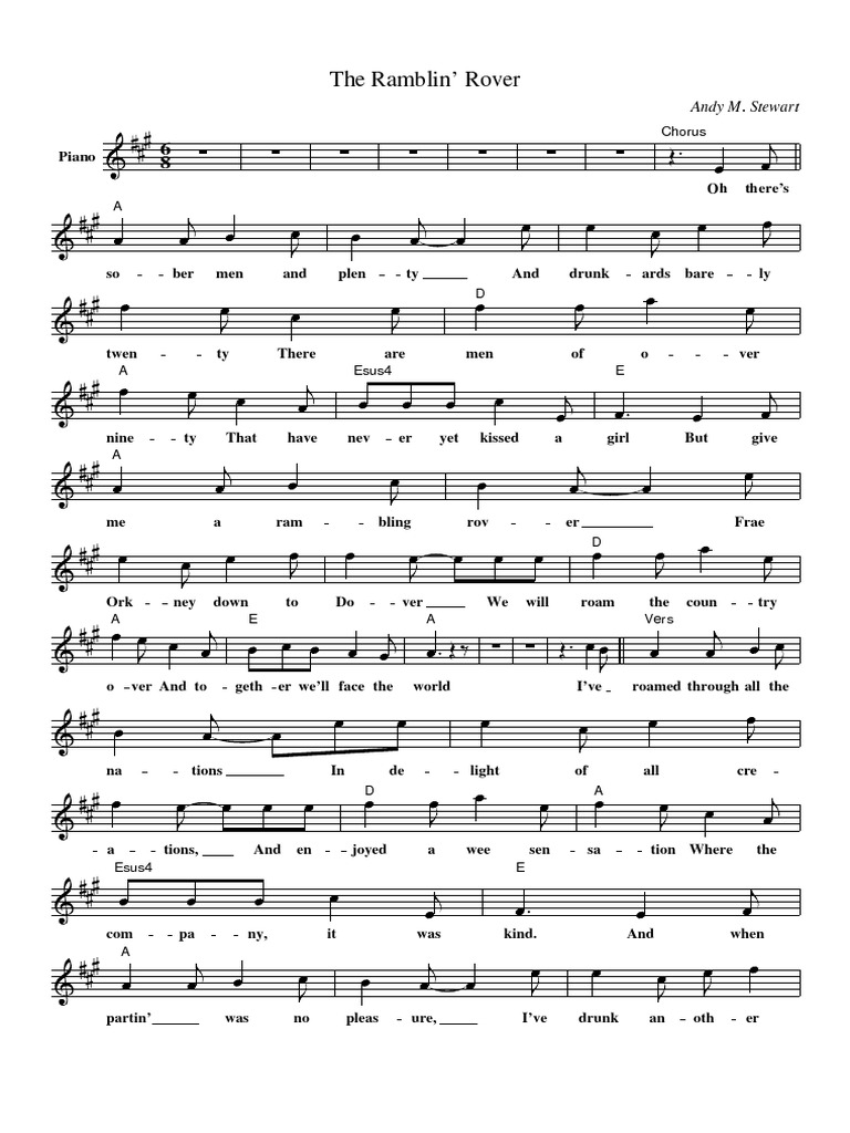 Rambling Rover Sheet Music Score | PDF