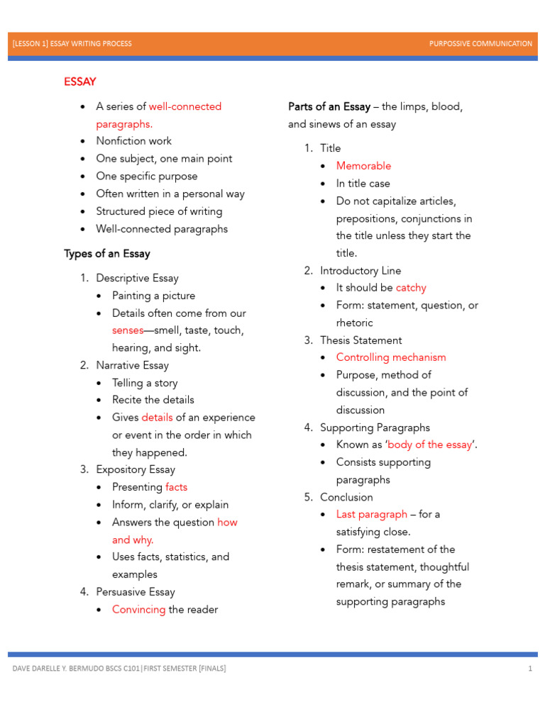 Essay Writing Process Guide | PDF | Essays | Human Communication