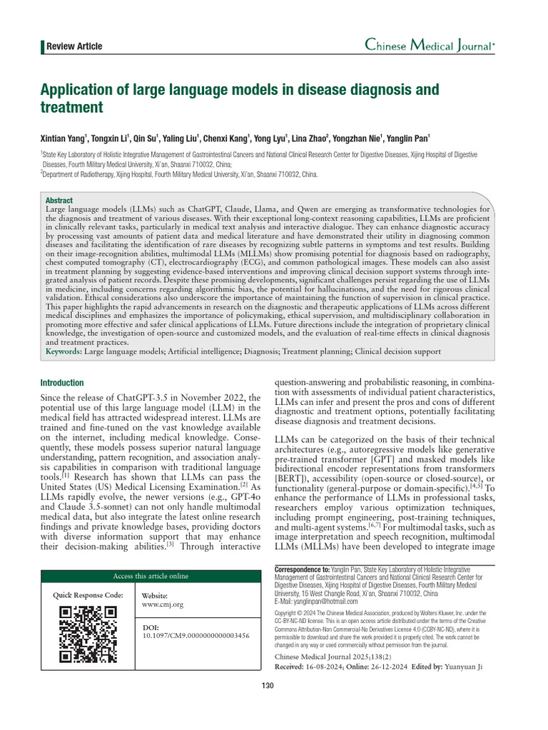 Application of Large Language Models in Disease.2 | PDF | Medical ...