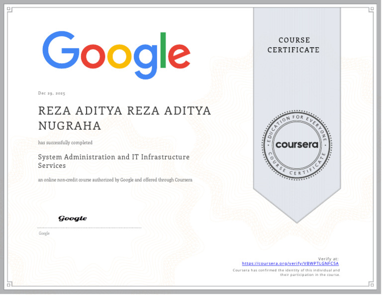 Google IT Course Completion Certificate | PDF