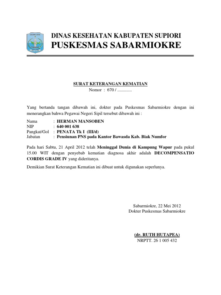 Surat Keterangan Kematian