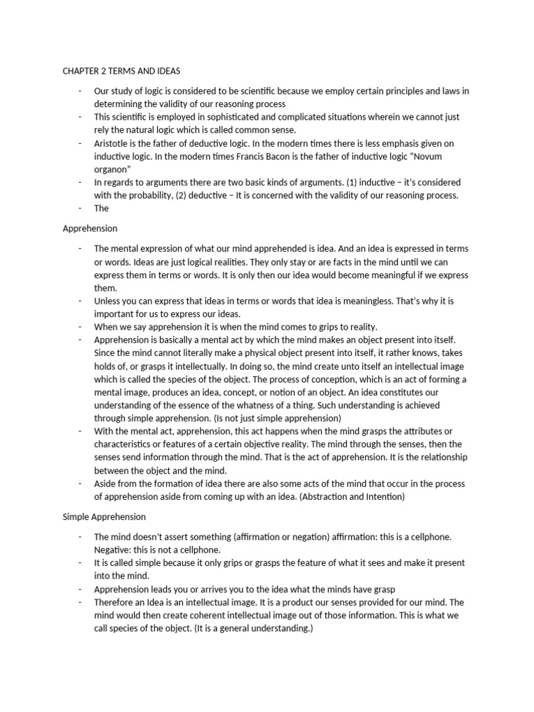 Understanding Logic: Key Concepts and Terms | PDF | Idea | Mind