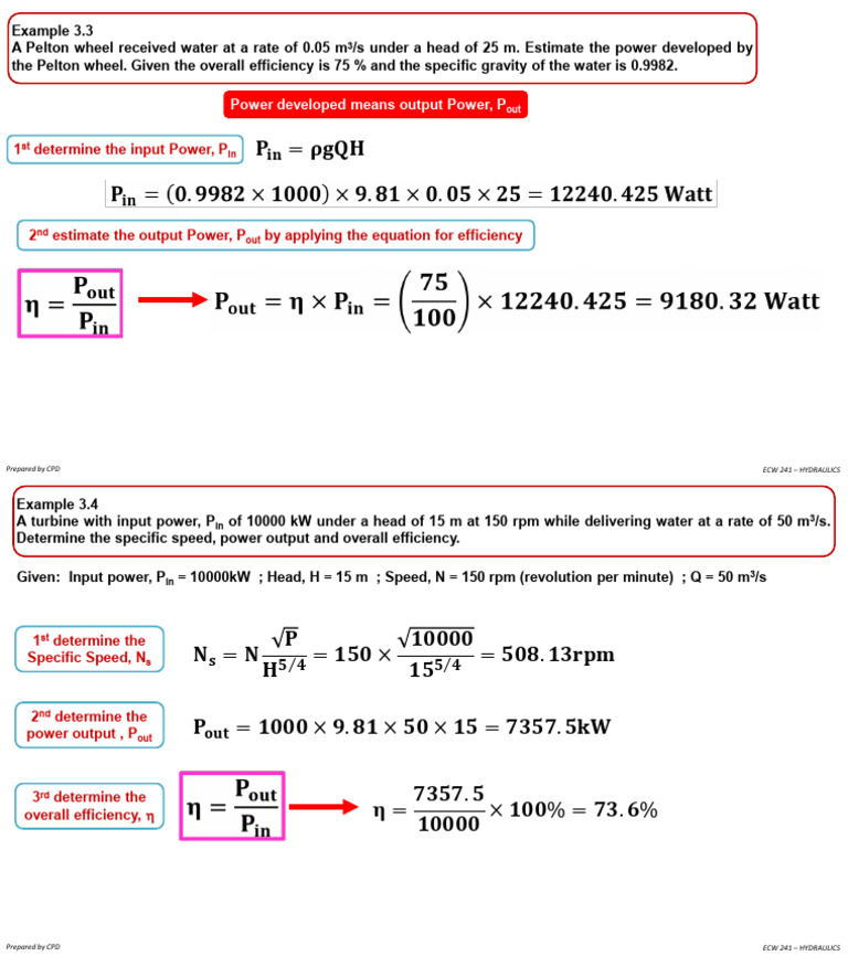 Pelton Wheel Power Calculation Guide | PDF