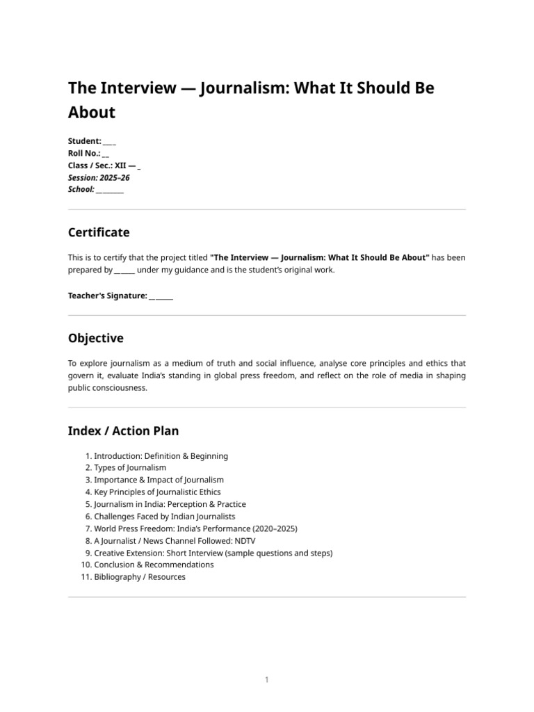 The Interview - Journalism - What It Should Be About (Project) - 025955 ...