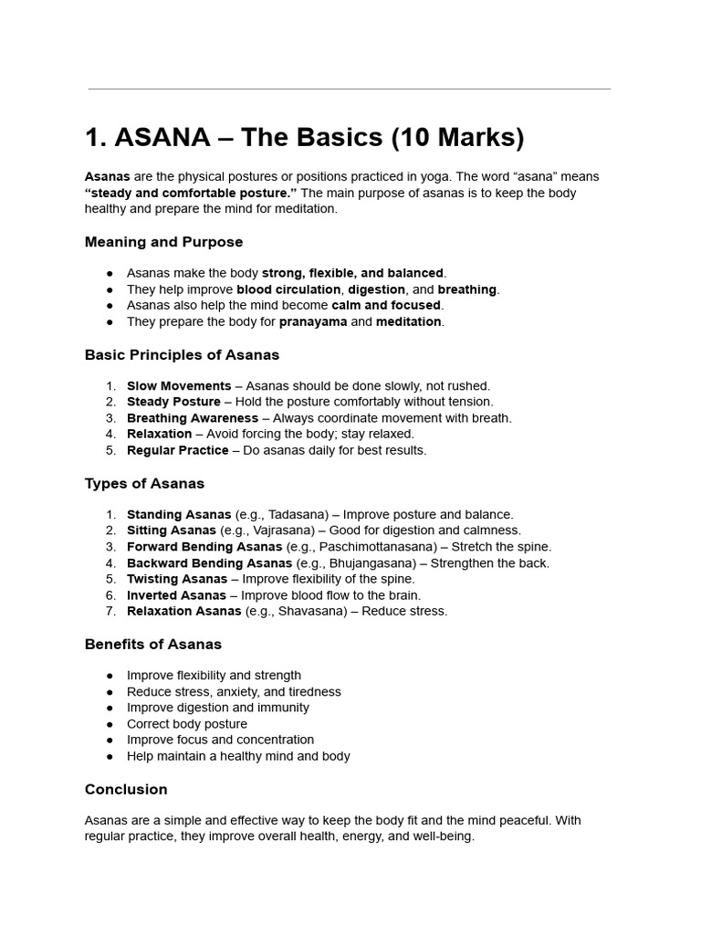 Yoga Basics: Asanas, Surya Namaskara, Pranayama | PDF | Asana ...