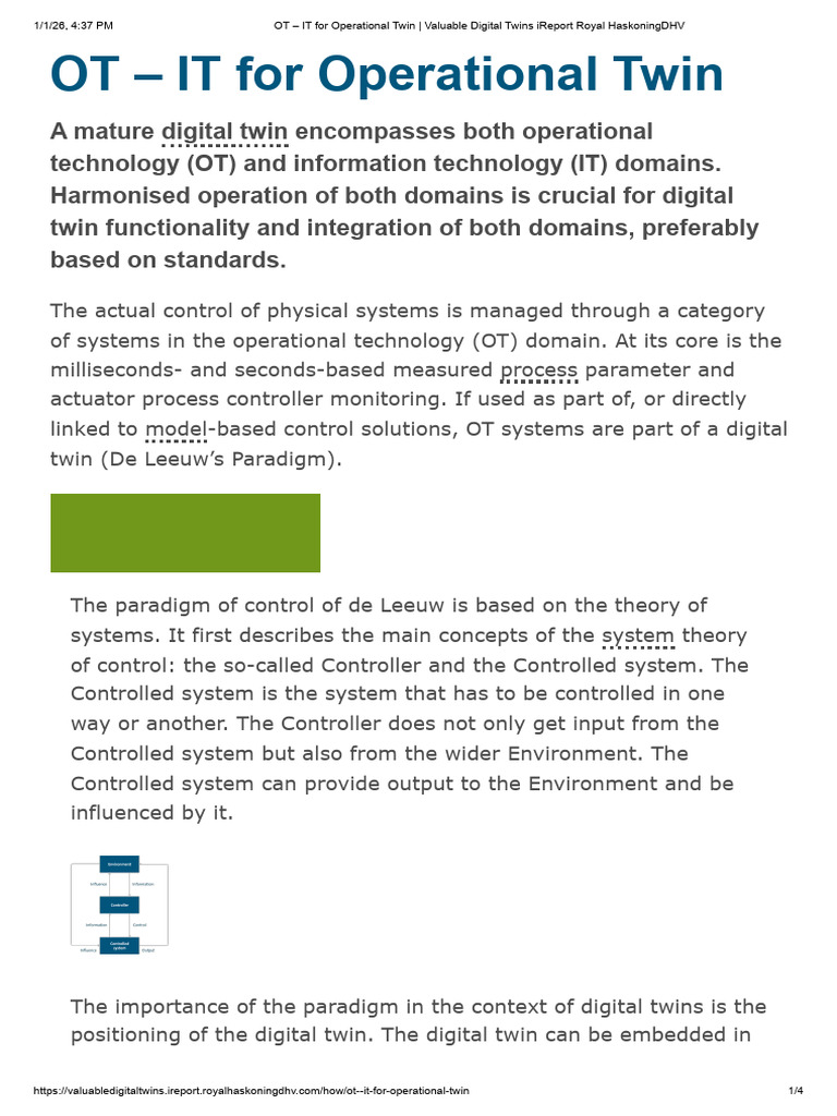 OT - IT For Operational Twin - Valuable Digital Twins IReport Royal ...