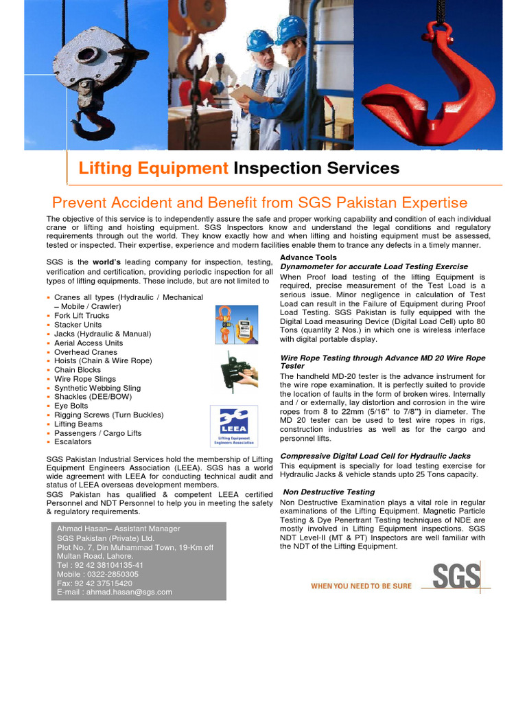 Lifting Equipment Inspection Services | PDF | Crane (Machine ...