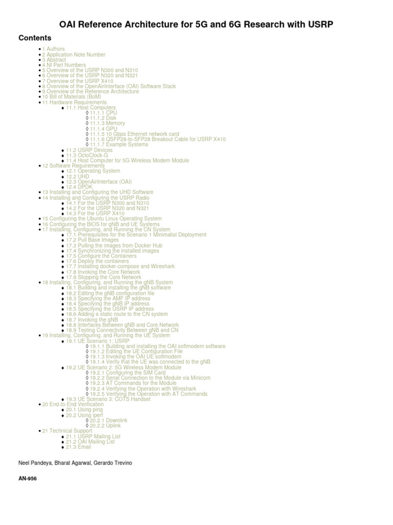 OAI Reference Architecture For 5G and 6G Research With USRP | PDF ...