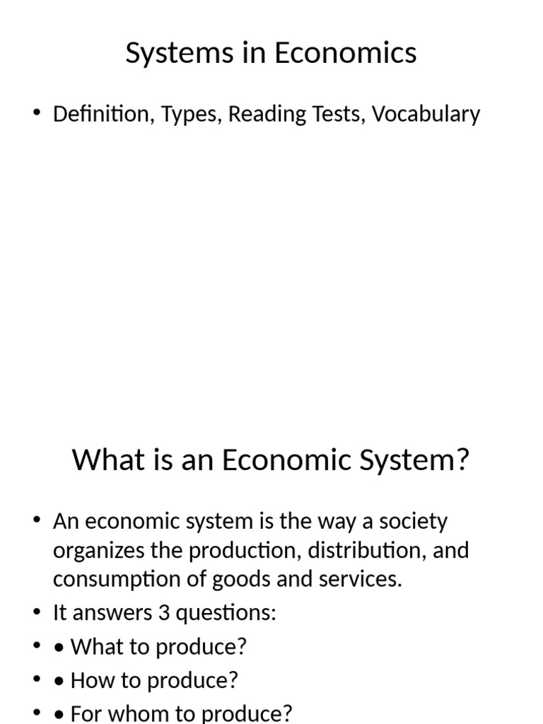 Types of Economic Systems Explained | PDF
