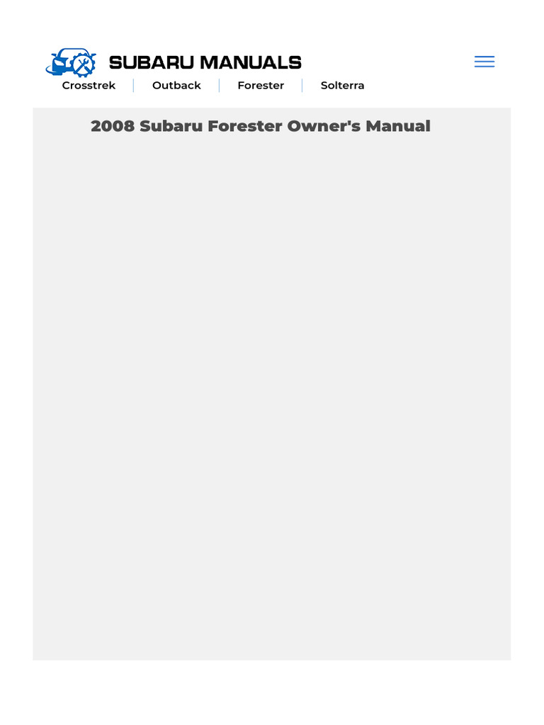 2008 Subaru Forester Owner's Manual PDF | PDF | Wheeled Vehicles | Car ...