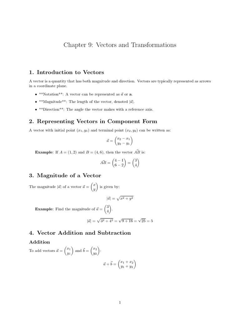 Vectors and Transformations Explained | PDF | Euclidean Vector ...