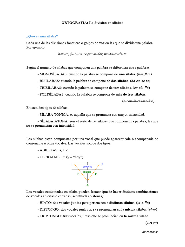 División y acentuación de sílabas | PDF | Sílaba | Lingüística