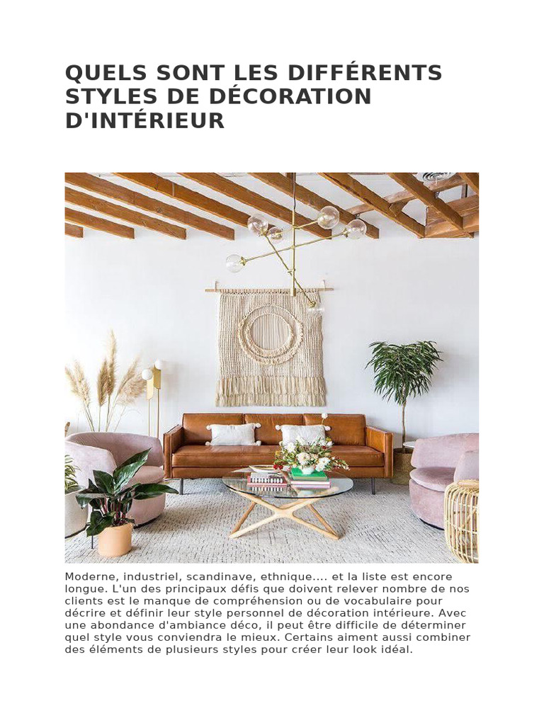 Styles de décoration intérieure expliqués | PDF | Conception | Meubles