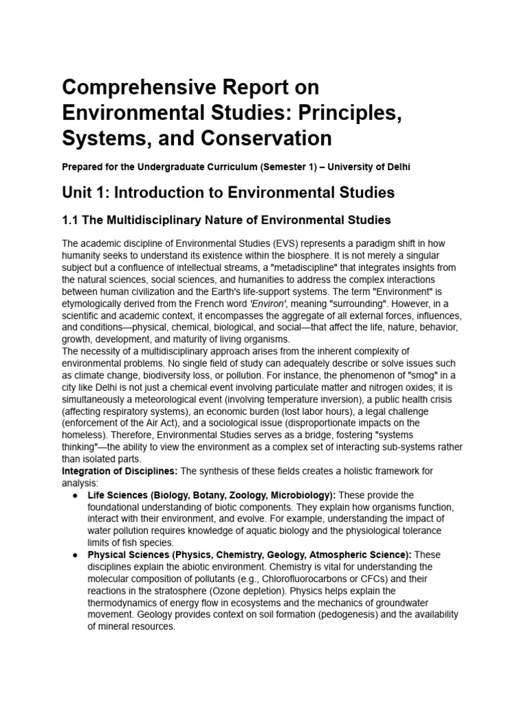 Environmental Studies Overview and Scope | PDF | Atmosphere Of Earth ...