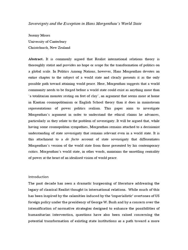 Morgenthau's World State and Sovereignty | PDF | Sovereignty ...