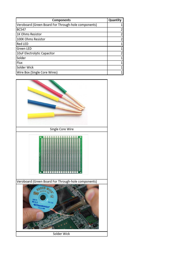 Veroboard Components List for Projects | PDF