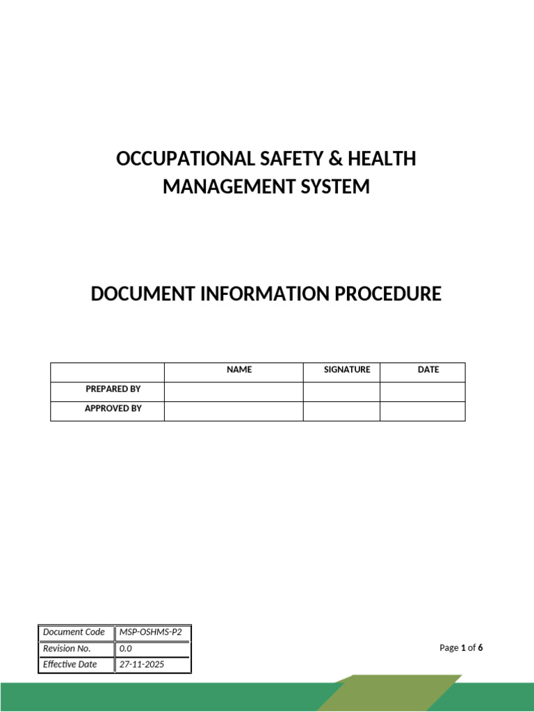 OSH Document Control Procedure Guide | PDF | Specification (Technical ...