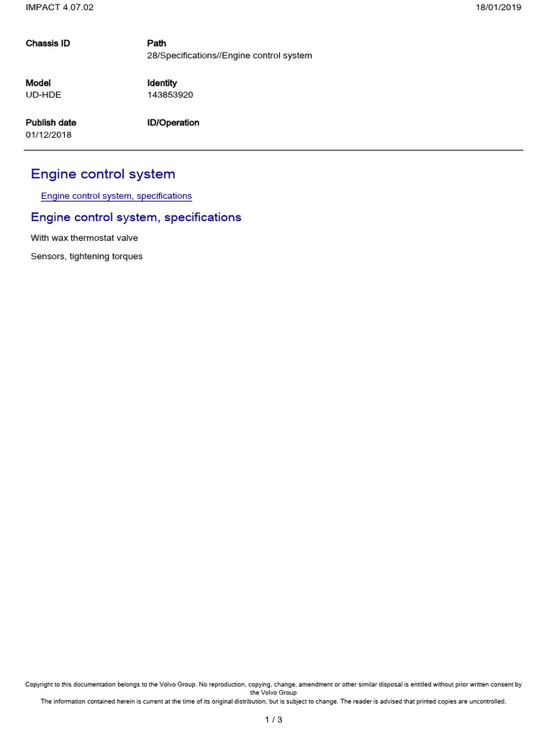Engine Control System Specifications | PDF | Rotating Machines ...