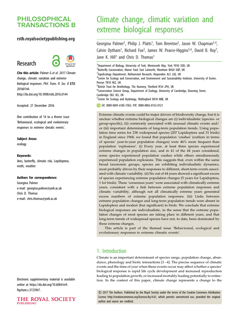 Climate Change and Biological Responses | PDF | Principal Component ...