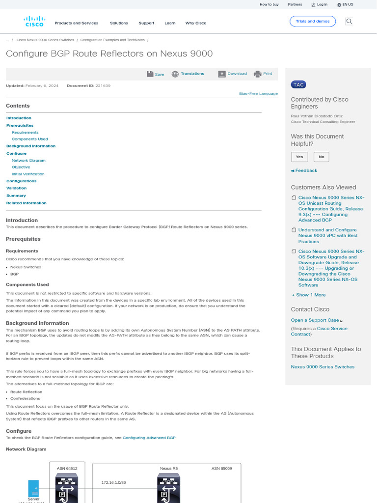 Configure BGP Route Reflectors on Nexus 9000 | PDF | Computer ...