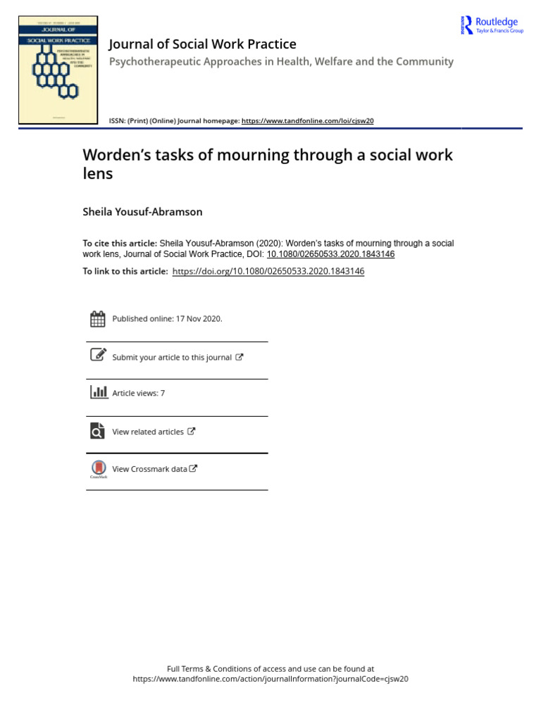 Worden's Mourning Tasks in Social Work | PDF | Grief | Cognitive ...