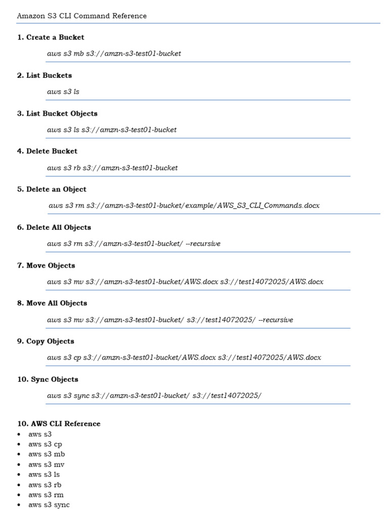 Amazon S3 CLI Command Guide | PDF