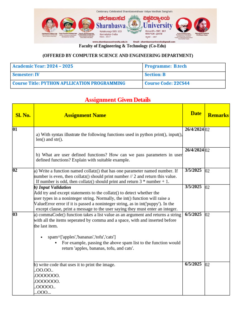 Python Application Programming Assignments | PDF | Parameter (Computer ...