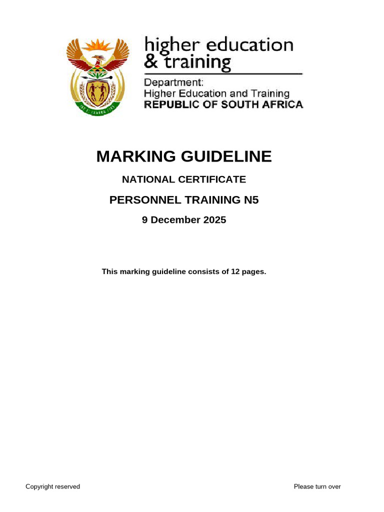 Personnel Training N5 Marking Guide | PDF | Learning | Cognitive Science