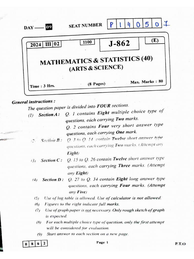 Maths 2024 Paper | PDF