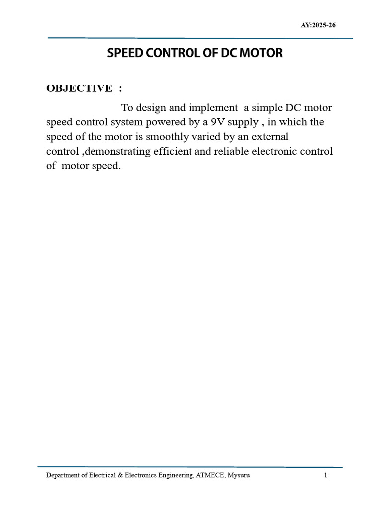 DC Motor Speed Control Circuit Design | PDF | Direct Current | Electric ...