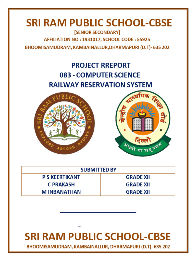 Railway Reservation System Project Report | PDF | Computing