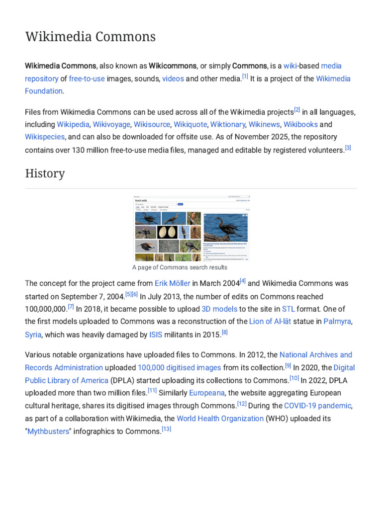 Wikimedia Commons - Wikipedia | PDF | Websites | Free Content