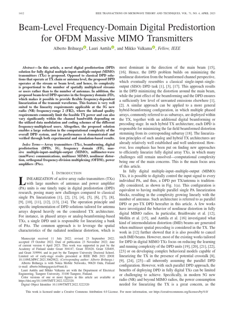 DOI10.1109TMTT.2022.3222320 | PDF | Mimo | Orthogonal Frequency ...