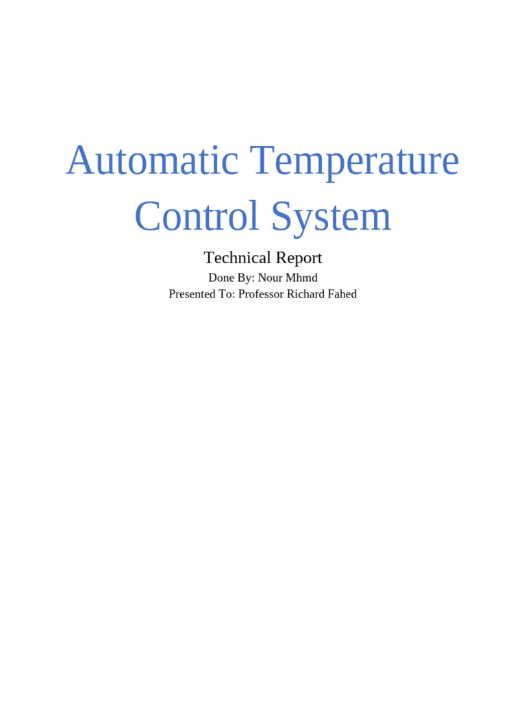 Automatic Temperature Control System Report | PDF | Temperature | Light ...