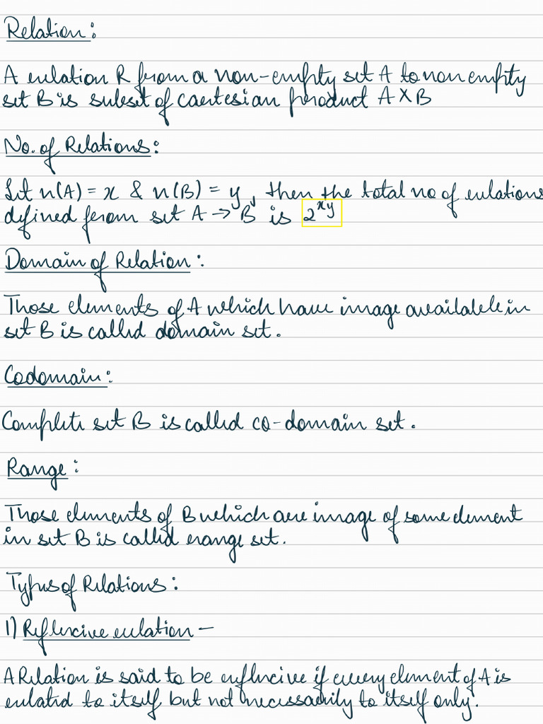 Relation and Function Notes | PDF