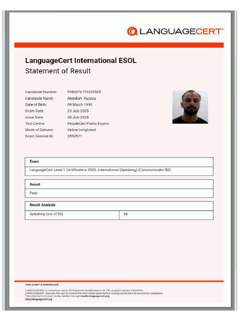 Language Cert | PDF
