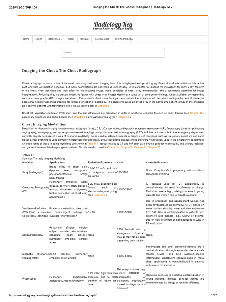 Imaging the Chest_ The Chest Radiograph _ Radiology Key | PDF | Medical ...