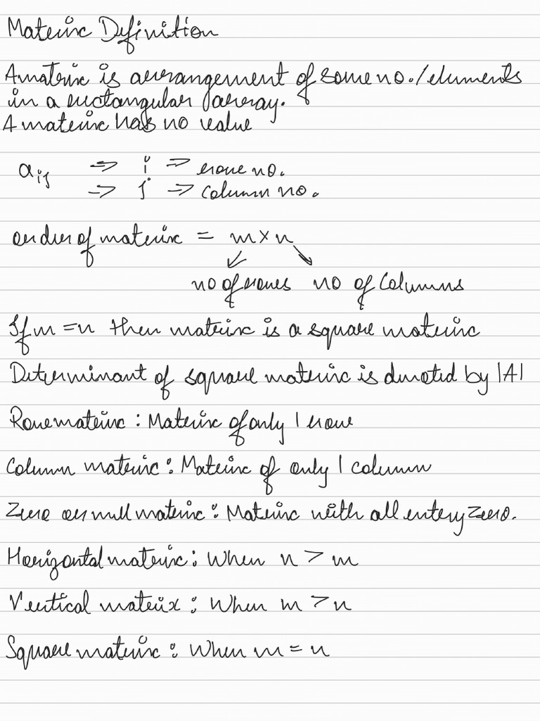 Matrices and Determinants Notes | PDF